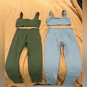 Green and Blue Ribbed Activewear Set